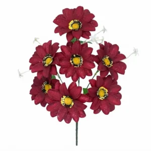 FLORES ATIFICIALES DE MARGARITAS CON BRILLOS JFY-1936-ROJO FLORES ATIFICIALES DE MARGARITAS CON BRILLOS