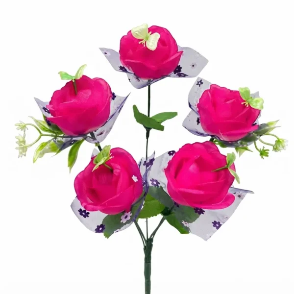 RAMO ARTIFICIAL CON DETALLE DE MALLA ESTAMPADA Y MARIPOSAS