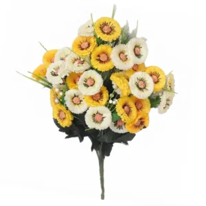 RAMO BOUQUET DE FLORES MARGARITAS ARTIFICIALES AMARILLO