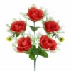 RAMO DE 5 CABEZAS DE ROSAS CON DETALLE DE FOLLAJE JFY-2125 -ROJO RAMO DE 5 CABEZAS DE ROSAS CON DETALLE DE FOLLAJE