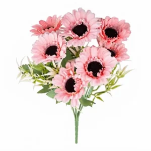 RAMO DE MINI GERBERAS CON CENTRO OSCURO JFY-2219-ROSA PALIDO RAMO DE MINI GERBERAS CON CENTRO OSCURO
