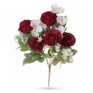 RAMO DE ROSAS CON DETALLES 30CM JFY-3017-rojo RAMO DE ROSAS CON DETALLES 30CM