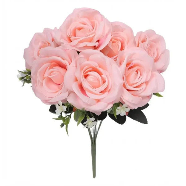 RAMO DE ROSAS ESTILO EUROPEO ARTIFICIAL 43CM JFY-1938-ROSA PASTEL RAMO DE ROSAS ESTILO EUROPEO ARTIFICIAL 43CM