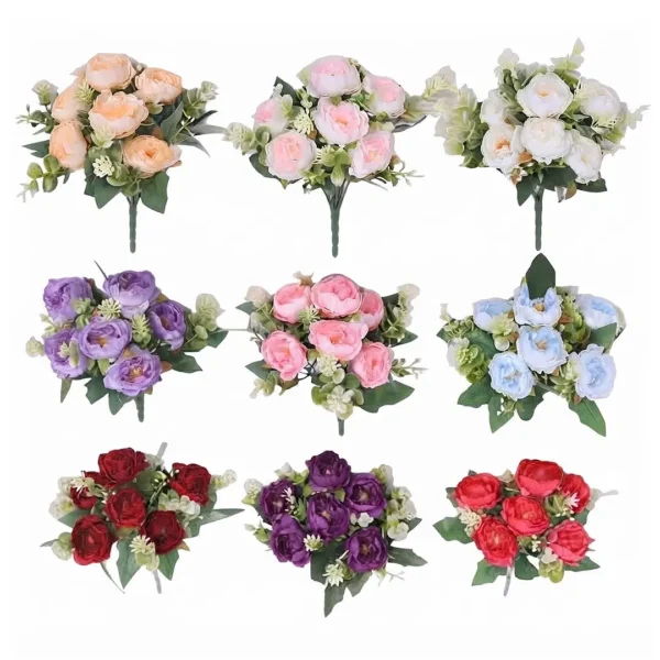 RAMO DE ROSAS TIPO PEONIAS ARTIFICIALES 30CM JFY-3015 RAMO DE ROSAS TIPO PEONIAS ARTIFICIALES 30CM