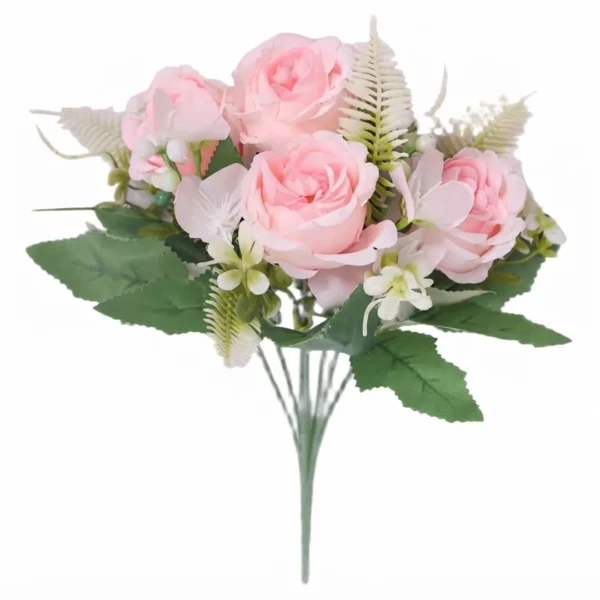 RAMO ROSA ARTIFICIAL DECORACION EVENTO 30CM ALTO JFY-3016-ROSA PALIDO RAMO ROSA ARTIFICIAL DECORACION EVENTO 30CM ALTO