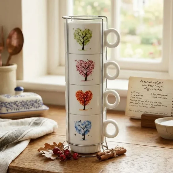 TAZA X 4 POCILLO APLILABLE PORCELANA CON SOPORTE ARBOL 4915265-2 TAZA X 4 POCILLO APLILABLE PORCELANA CON SOPORTE ARBOL