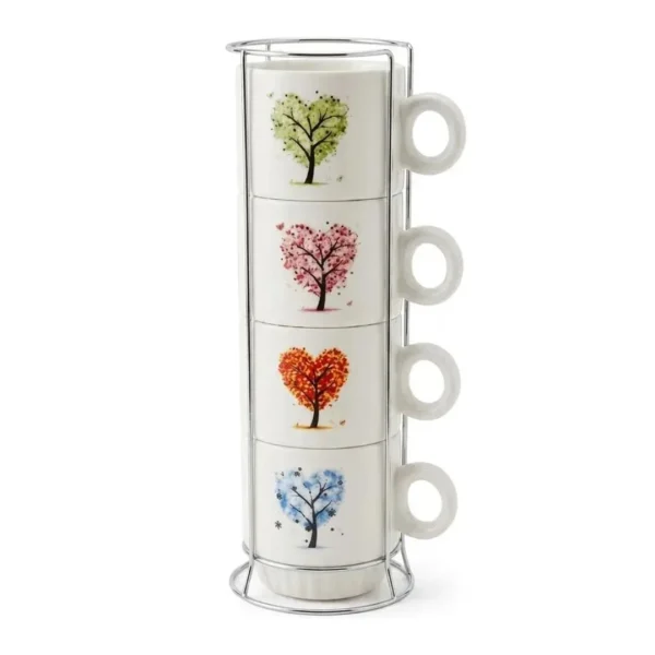 TAZA X 4 POCILLO APLILABLE PORCELANA CON SOPORTE ARBOL 4915265 TAZA X 4 POCILLO APLILABLE PORCELANA CON SOPORTE ARBOL