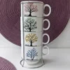 TAZA X 4 POCILLO APLILABLE PORCELANA CON SOPORTE ARBOL CORAZON-2 TAZA X 4 POCILLO APLILABLE PORCELANA CON SOPORTE ARBOL CORAZON