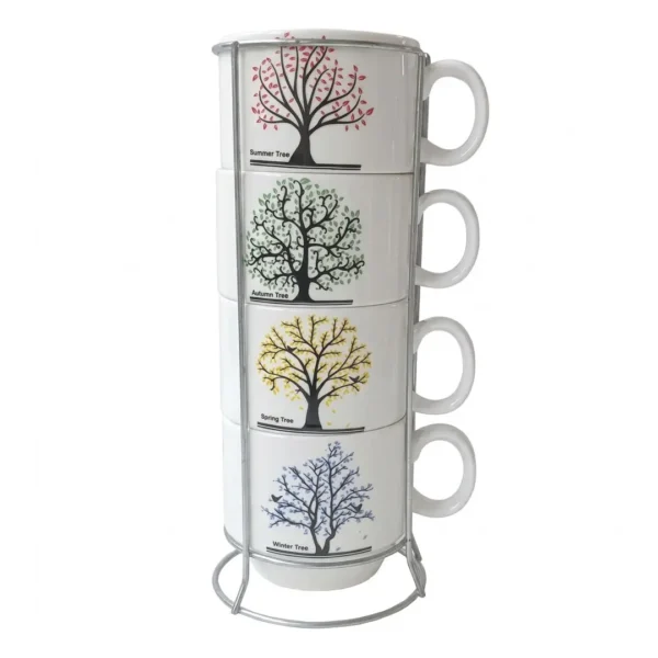 TAZA X 4 POCILLO APLILABLE PORCELANA CON SOPORTE ARBOL CORAZON TAZA X 4 POCILLO APLILABLE PORCELANA CON SOPORTE ARBOL CORAZON
